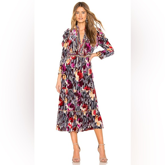 Ulla Johnson Velvet Colorful Ziggy Dress in Disco